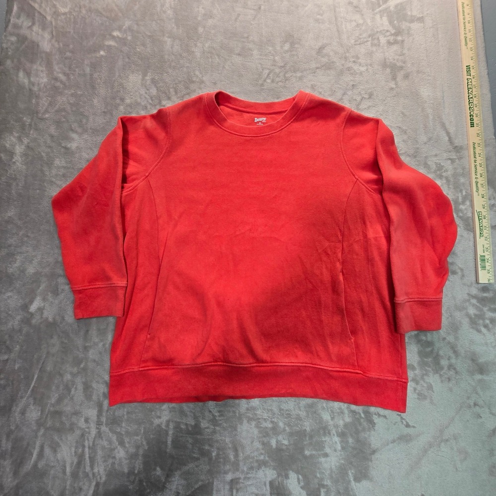 Duluth Trading Co Womens 2X Red Crewneck Sweatshirt Pockets Long Sleeve Top